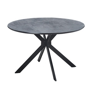 Bán Buôn Sang Trọng Bộ Sưu Tập Gỗ Bàn Ăn Với Kim Loại Màu Đen Bột Cơ Sở Đồ Nội Thất Hiện Đại Vòng Bàn Ăn - Product Image 3