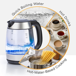 Appliances Kitchen Home <b>Tea</b> Kettle Glass <b>Tea</b> <b>Maker</b> Water BOIL Glass Teapot 1.8L Portable Cordless Electric Kettles - Product Image 4