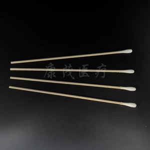 Hisopos desechables flocados con fundas para muestreo individual, mango de madera de bambú, uso médico - Product Image 1