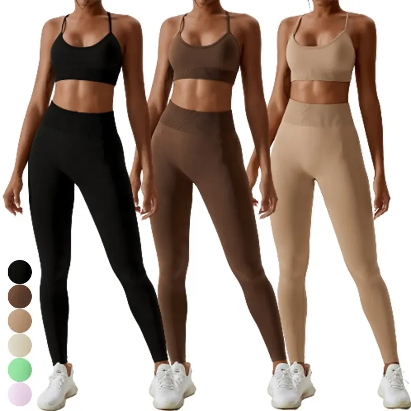 New Arrival 7PCS Active Wear Fitness Apparel Gym Sport Suit Seamless Womens Seamless Work Out Yoga Sets Workout Sets for Adults