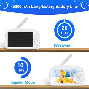 2.4GHz 900ft sans fil 5000mAh alimenté par batterie détection sonore <span class=keywords><strong>Babycam</strong></span> Vision nocturne panoramique inclinaison 5.5 pouces 720P 1080P moniteur pour bébé - Product Image 4