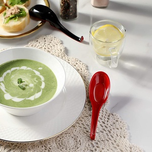 Venta caliente restaurante vajilla <span class=keywords><strong>dos</strong></span> tonos color gancho diseño sopa servir cuchara de melamina - Product Image 3