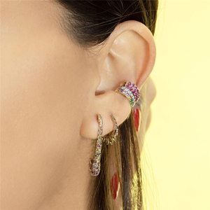 Pendientes de Moda con Circonitas Cúbicas Coloridas en Forma de Arcoíris, Chapados en Oro de 18K, Micro Pavé, para Mujer - Product Image 2