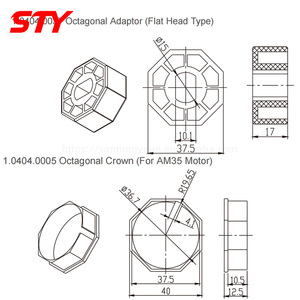 Adaptador DE CORONA DE <span class=keywords><strong>TUBO</strong></span> <span class=keywords><strong>octogonal</strong></span> de 40mm, cortina enrollable, accesorios de accionamiento de <span class=keywords><strong>tubo</strong></span> de plástico para Motor de 35mm - Product Image 2