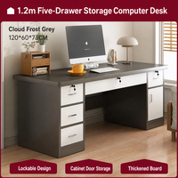 Bureau d'ordinateur moderne avec tiroirs et rangement, bureau de bureau à domicile 120x60x75cm avec serrure pour chambre à coucher, meubles