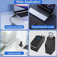 Adaptateur Hub USB 3.0/2.0 Haute Vitesse Mini 3 Ports avec Sortie AC, Boîtier Répartiteur Extenseur Neuf pour PC, Ordinateur Portable et Téléphone Mobile