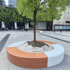 Chaise d'extérieur moderne personnalisable en fibre de verre siège arbre piscine fleur en bois paysage tabouret pour centre commercial parc et patio banc - Product Image 4