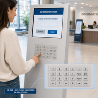 Clavier numérique industriel en acier inoxydable étanche IP65 personnalisé KB-24B, 24 touches, montage sur panneau, USB/PS2 pour kiosque d'information