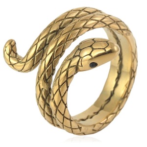 yunnique Snake Shape <b>Titanium</b> Steel <b>Ring</b> Gold Red Eyes Unisex Fashion Jewelry Gift - Product Image 4