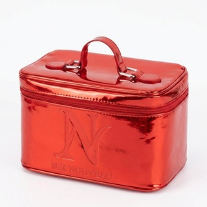 Embossed Logo Women Cosmetic Bag Durable Portable PU Makeup Bag Customized Color Women Zipper Bag for Daily Use - Product Image 4