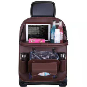 Car Back Seat Organizer Storage <b>Bag</b> With Table And Trash Bin Leather Multi Compartment For Car Interior Organization - Product Image 5