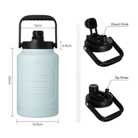 Bouteille d'eau sport en acier inoxydable de 192 oz avec poignée, grande capacité, design à large ouverture, idéale pour les voyages – Vente en gros