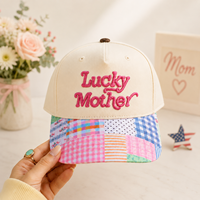 Casquette de baseball sportive Dymf à 5 panneaux, bicolore, en coton, avec motifs de la série Mom Life et patchwork bicolore, lot multiple, modèle courant