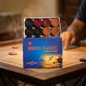 JR MS INDUSTRIES Miesco Classic Carrom Coin Set 8mm Pièces de jeu de société d'intérieur en bois, en boîte, Rouge, Noir, Marron, pour jeu de table - Product Image 5