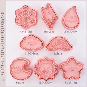 Molde de Galletas con Diseño de Nubes y Dibujos Animados, Moldes de Plástico para Hornear Pasteles con Forma de Luna y Estrellas, Caja de 8 Piezas - Product Image 4