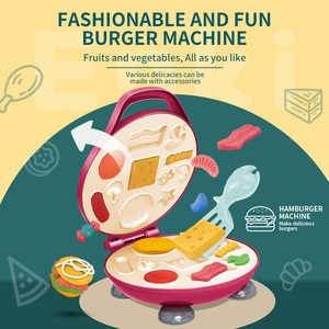 Enki Toys Kit de Créations en Pâte à <span class=keywords><strong>Modeler</strong></span> Colorée pour la Cuisine, Appareil à Gaufres, <span class=keywords><strong>Pizza</strong></span> et Burgers, Jouet de Chef d'Imitation, Outils de Modélisation Alimentaire - Product Image 2