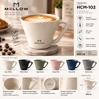 Mug à café rustique OEM 450 ml 15 oz en céramique multicolore marbrée ivoire avec poignée ergonomique sans BPA pour bar à café