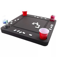 Table de Mahjong Moderne Pliable en Caoutchouc Flottante avec Plateau de Jeu Étanche et Porte-Gobelets – Portable pour Piscine, Plage et Fêtes en Extérieur