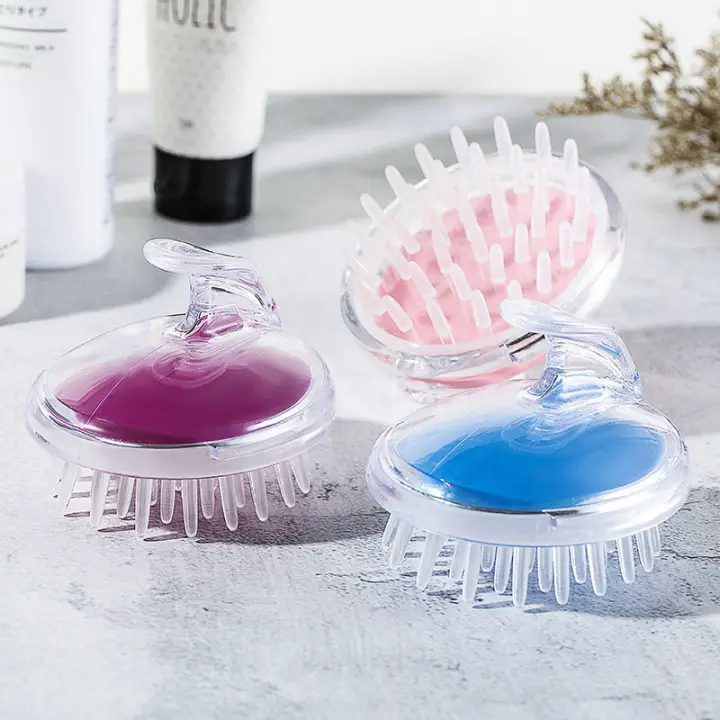 Wholesale Colorful Plastic Hair Scalp Massager Shampoo Brush mit Soft Rubber Bristles
