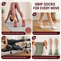 Chaussettes antidérapantes avec broderie de logo personnalisé, chaussettes de yoga et de pilates, chaussettes de compression en coton tricoté, chaussettes de yoga avec grip