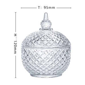 Boîte à bonbons en verre gravée avec couvercle en forme de pointe, pot à sucre, boîte de rangement pour clés et bijoux TG014 - Product Image 2