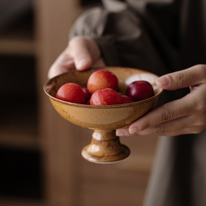 Guanlan High Footed Fruit <b>Plate</b> <b>Ceramic</b> Round Dish For Afternoon Tea Dessert Serving Tray - Product Image 2