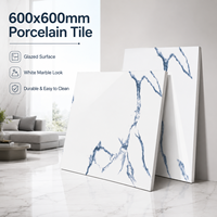Carrelage en porcelaine émaillée 600x600 mm, aspect marbre, brillant, pour sol et mur, pour la maison, l'hôtel, la salle de bain, la cuisine, décoration intérieure