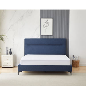 High Quality Luxury Modern Queen <b>Platform</b> <b>Bed</b> Fabric <b>Bed</b> Frame Pleated Headboard Design Upholstered <b>Bed</b> - Product Image 3
