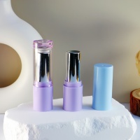 Tube à lèvres vide Yuecai rond, lavande, chrome argenté, intérieur 3,5g, pour baume à lèvres, avec capuchon transparent, contenant cosmétique, vente en gros