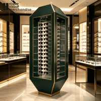 Étagère de présentation personnalisée pour magasin d'optique, présentoir sur pied en métal et bois pour lunettes de soleil, support de présentation pour lunettes de soleil