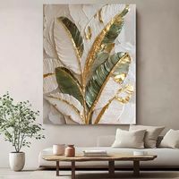 Décoration Murale 3D Toile Artisanale Nature Morte Cadre Aluminium Doré Revêtement Fait Main Peinture à l'Huile Minimaliste Décoration Murale Minimaliste