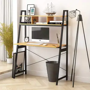FREE SAMPLE Desk Wooden Metal Frame with Storage Shelf Writing Study Working Gaming Table for Office Bedroom Living Room