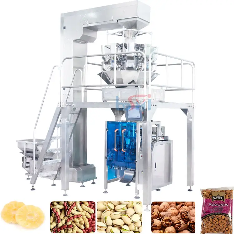 Máquina de embalagem de porcas pistachios, máquina de embalagem de lanches com escala de embalagem de porca combinada de plástico