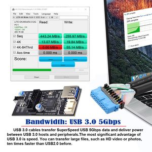 Máy tính gắn phía trước Gen1 USB 3.2 19/20pin tiêu đề để USB 3.0 19 20 pin/TYPE-E A-KEY cổng kép nữ pcba Thẻ mở rộng - Product Image 4