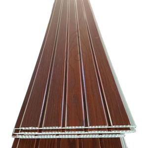 Placa de hebilla de madera marrón laminada Panel de Pvc impermeable <span class=keywords><strong>para</strong></span> la construcción - Product Image 3