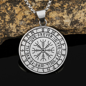 Yunnique – collier avec pendentif rond en acier inoxydable pour hommes, bijoux avec chaîne de 60cm, couleur acier, design animal, pendentif à la mode - Product Image 3