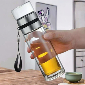 Bouteille à thé en verre borosilicate de haute qualité 450 ml/350 ml avec couvercle en verre, pour le camping, résistante à la chaleur, passe au lave-vaisselle et au micro-ondes - Product Image 3