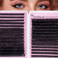 Kit de faux cils en grappe, cils 80D 100D avec colle et pince à épiler, longueurs mixtes 8-16mm