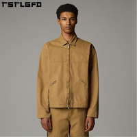 Veste en jean en toile personnalisée pour homme, hiver, fermeture éclair, col montant classique, réversible, écologique, imperméable, respirante, antibactérienne