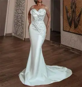 2024 कस्टम उच्च गुणवत्ता लंबी आस्तीन वाली दुल्हन की शादी की पोशाक बोहेमियन शैली स्टीरियो लेस ट्रेलिंग पैटर्न रैप कमर