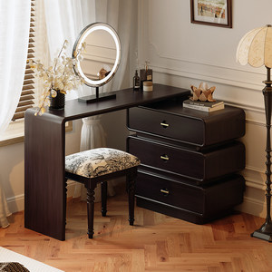 Coiffeuse de style médiéval simple, en bois massif, avec tiroirs intégrés, réglable et télescopique, pour maquillage - Product Image 1
