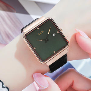 Reloj de Cuarzo Minimalista con Calendario Cuadrado para Mujer, Correa de Cuero de Dos Manecillas, Diseño Personalizado de Fábrica - Product Image 5