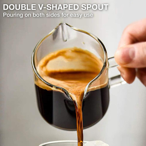 Microonde sicuro 4 OZ piccolo chiaro doppio beccuccio latte Espresso bicchierino tazza di vetro con manico per frullati di <span class=keywords><strong>caffè</strong></span> - Product Image 3