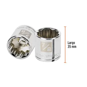 Juego de llaves de vaso de 12 puntas de 6 7/8 pulgadas, con accionamiento de 3/8 pulgadas, TRUPER - Product Image 1