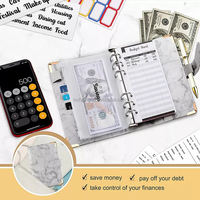 Nouveau design A6, carnet en marbre PU, classeur, organisateur d'argent, classeur budgétaire avec enveloppes pour argent liquide