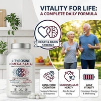 Complément de tyrosine 500 mg avec oméga 3 pour améliorer l'humeur, améliorer les fonctions cérébrales, la concentration et soulager le stress