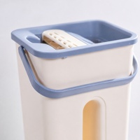 Nouvel ensemble seau et serpillière auto-essoreuse, microfibre plate, manche en acier inoxydable, double compartiment, léger, pour le nettoyage des sols intérieurs et extérieurs