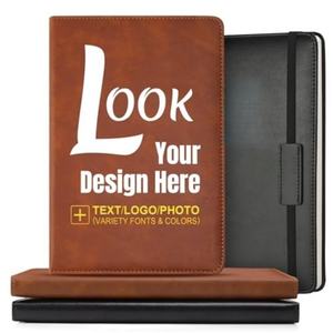 Agenda quotidien personnalisé de luxe en cuir relié cousu avec logo et slogan d'entreprise, format A5 ligné – Cadeau d'affaires sur mesure HKZB - Product Image 1