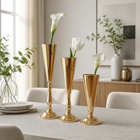 Großhandel Gold Silber Eisen Trompetenvasen für Hochzeitstisch-Dekoration Event Party Heim-Dekor
