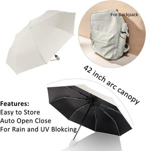 Petit parapluie de voyage compact anti-UV, protection contre la pluie et le soleil UPF 50+, 41 pouces, portable pour femmes et hommes - Product Image 3